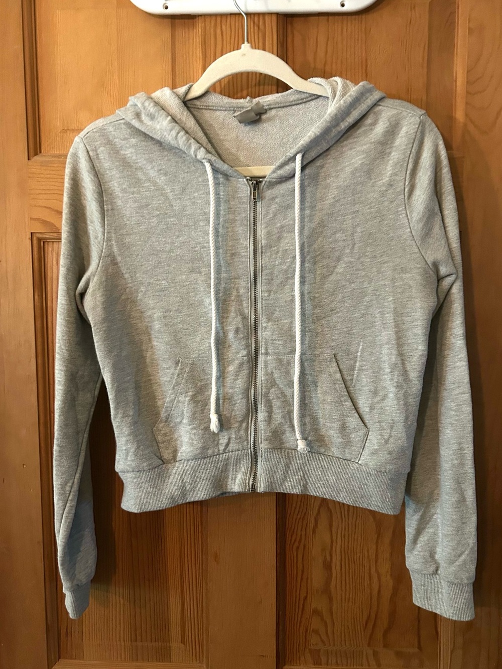 Mossimo Supply Co. Light Gray Hooded Zip-Up Sweatshirt